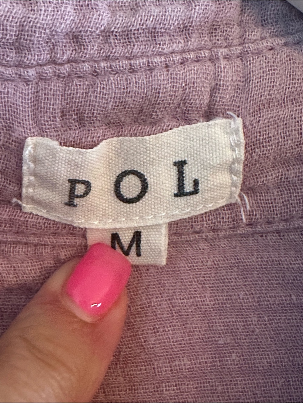 POL Mauve Gauze Crochet Sleeve Shacket Boho Oversized Button Up | Medium - Picture 7 of 8